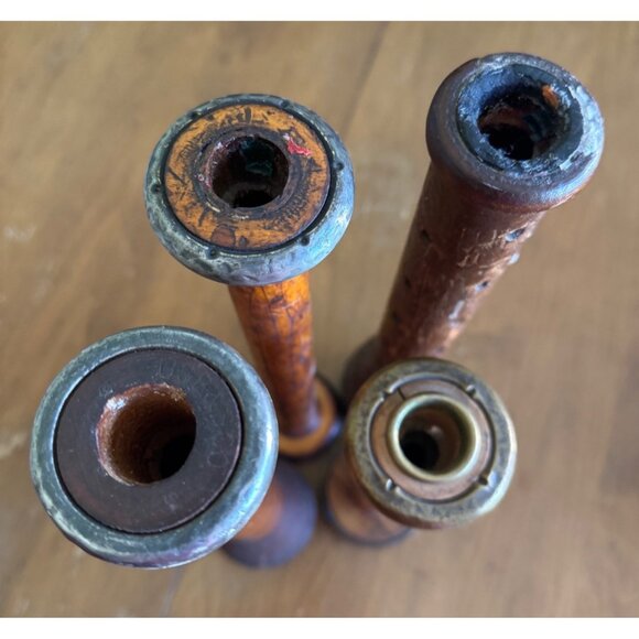 Lot 10 Vintage Wooden Thread Spools Bobbins Textile Industrial Mill Antique - Picture 5 of 9